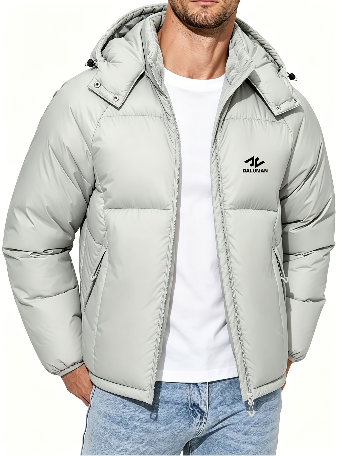Men's Hooded Padded Jacket with Detachable Hood