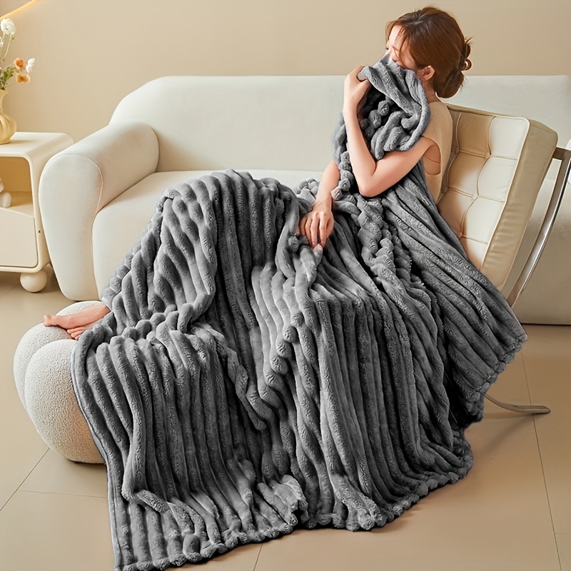 Striped Luxury Bed Blanket, Soft and Comfortable