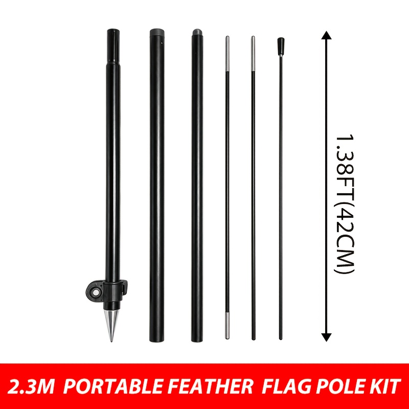 TEMU 2. Portable Feather Flag Pole Kit, 6pcs Aluminum Fiberglass Banner Pole With Ground Spike And Carry Bag Flagpole Kit And Black Storage Bag, Flag