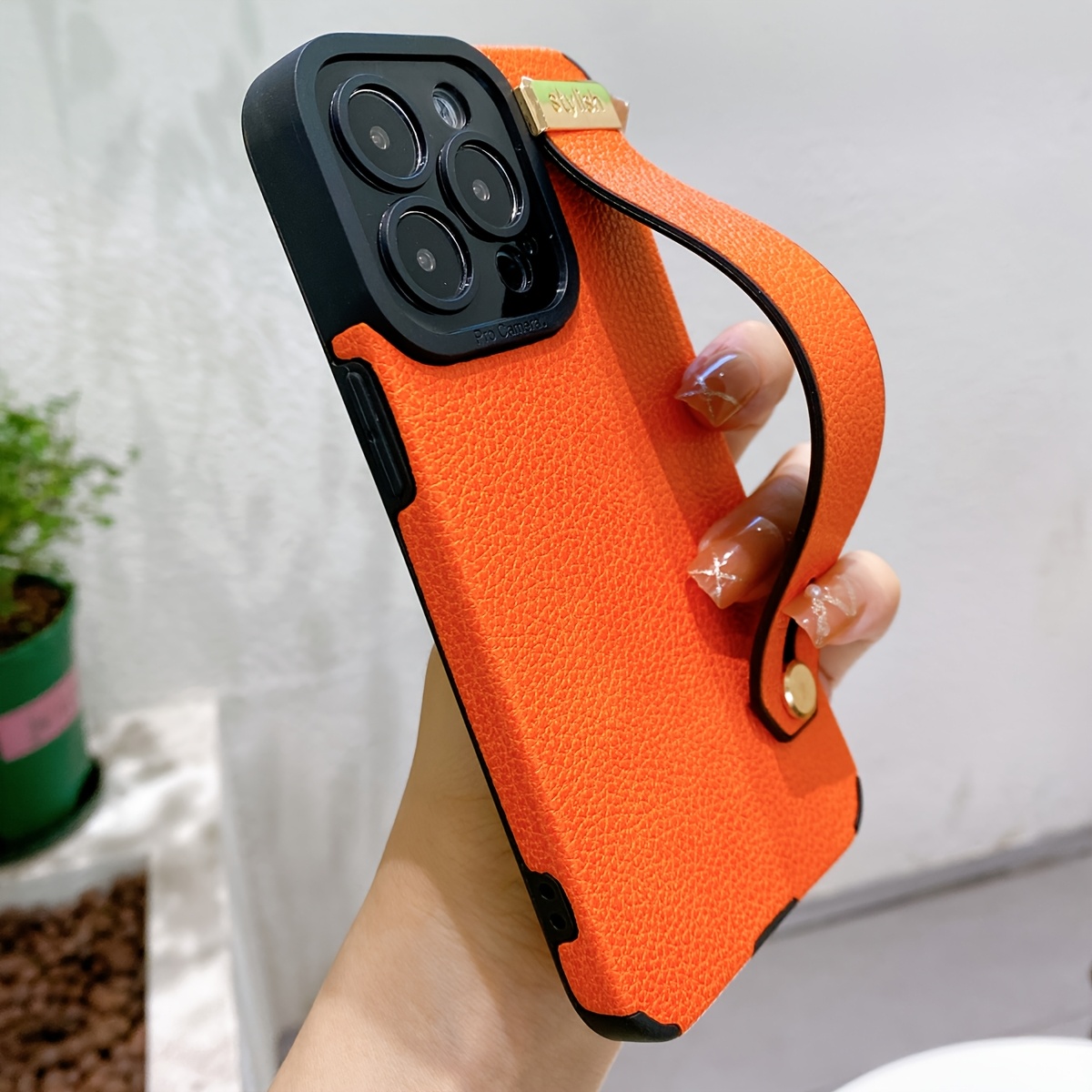 TEMU Phone Case - A High-quality Pu Soft Case With A Faux Leather-like Support Strap For The Wrist, Against Drops, Sweat, Fingerprints, And Wear,