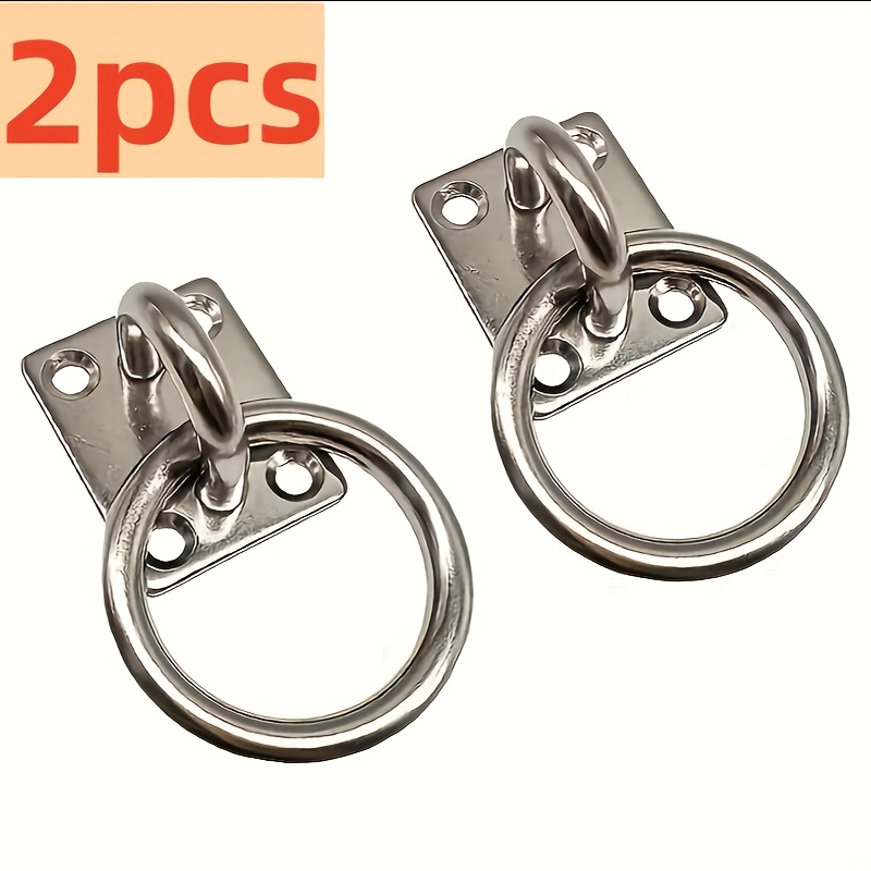 

2-pack Stainless Steel 304 Square Eye Plate With Ring, Universal Silvery Hardware, Ceiling Hooks, Boxing & Boat , Suitable For Easter & Halloween Decor