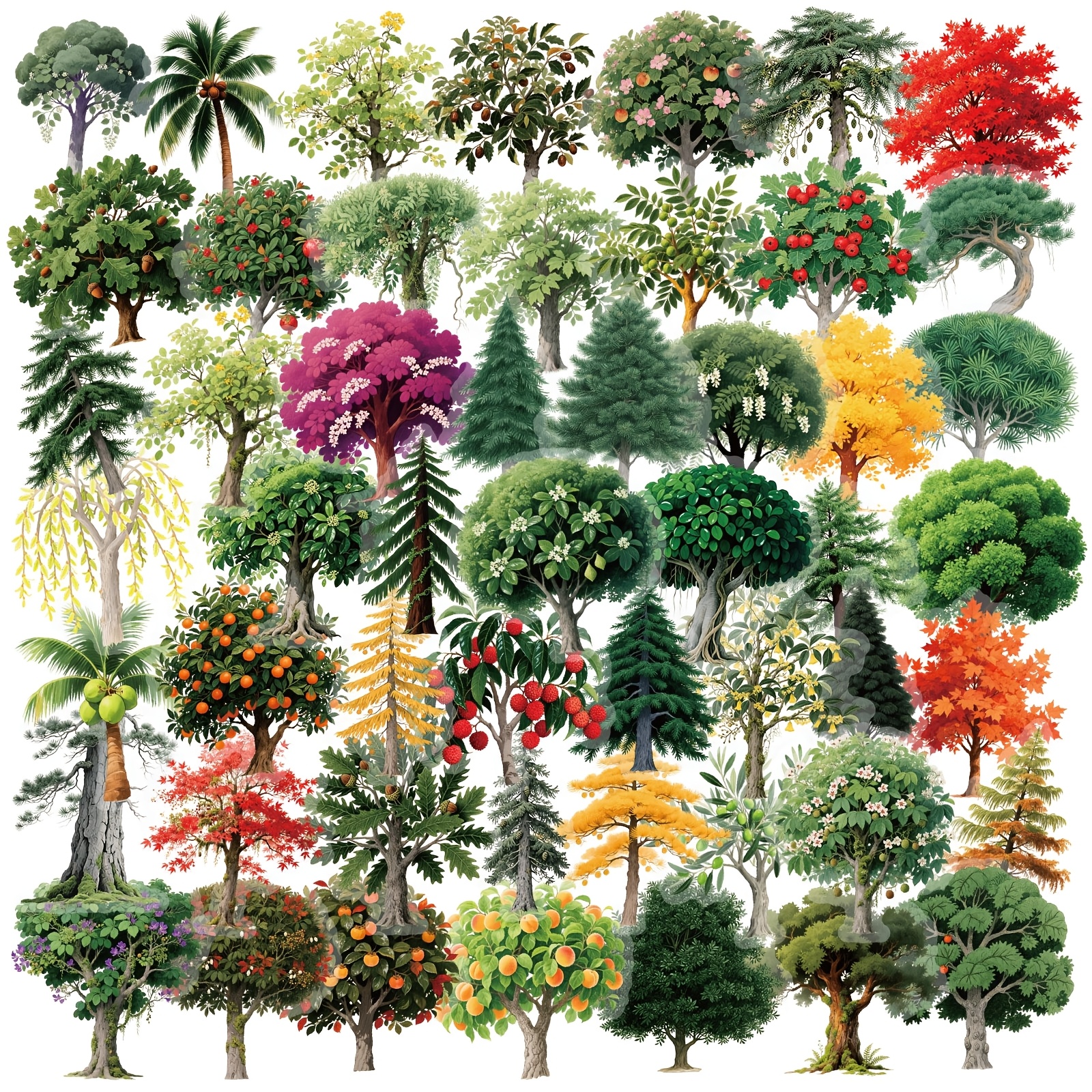 Image of 56pcs Plant Stickers, Jungle Pet Transparent Stickers, Journaling Materials, Diy Decoration For Guitar, Water Bottle, Refrigerator, Laptop Decals