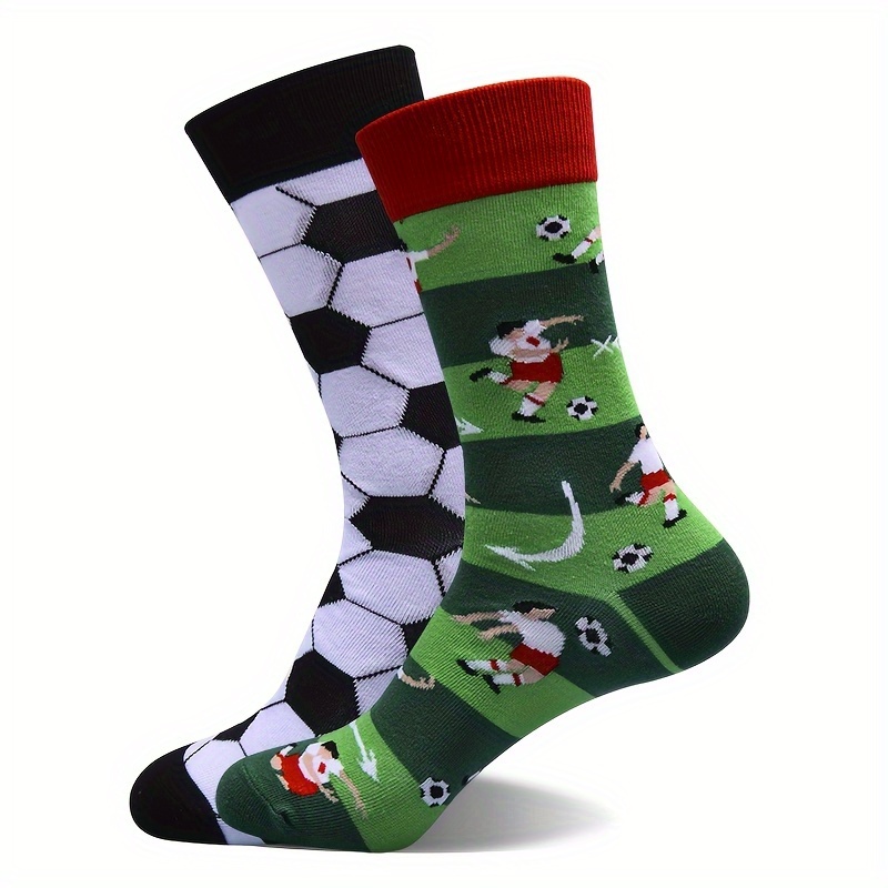 

Festive Soccer-themed Couple's Short Socks - Cotton & Acrylic Blend, Machine & Dry Cleanable, Cartoon Pattern, Unisex, 1 Pair