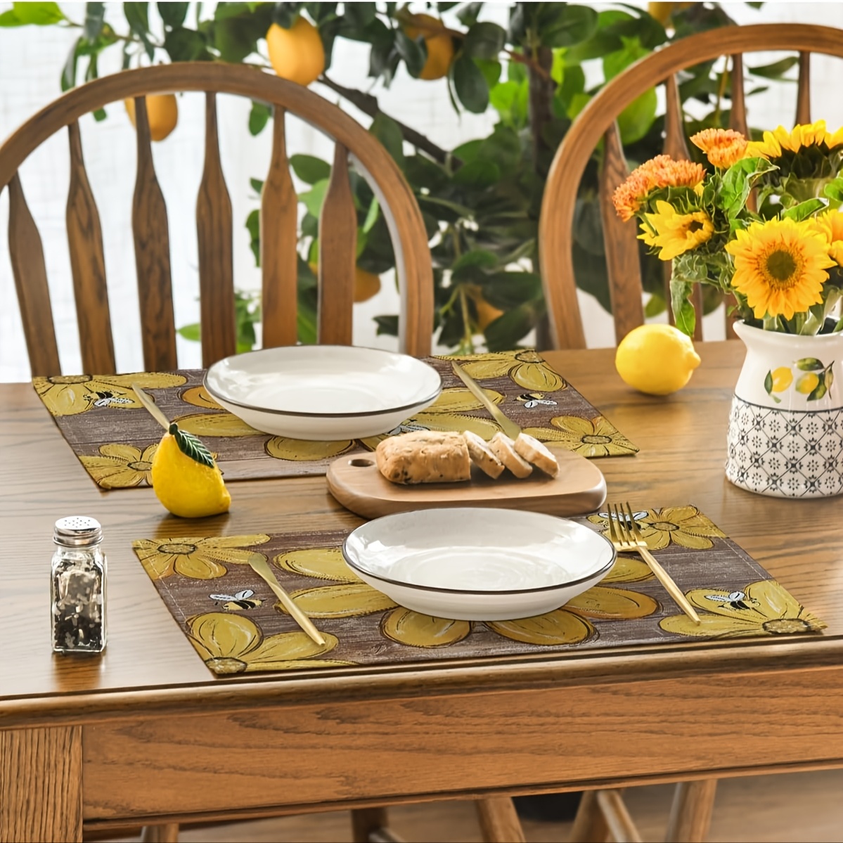 Set Of 4 Spring Floral Placemats – 12x18 Inch Wildflower Garden Design