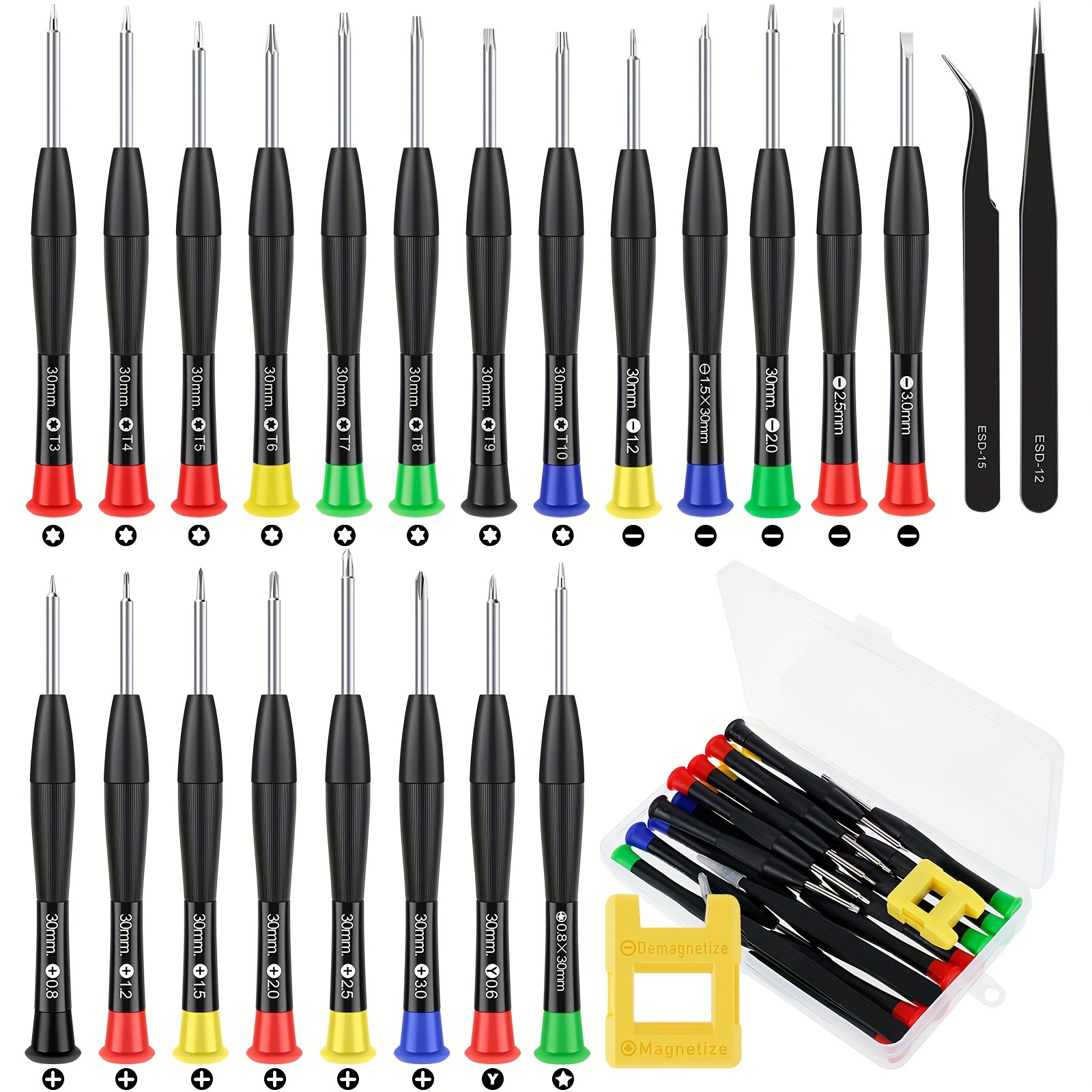 

1set Magnetic Screwdriver Set, Handheld Micro Screwdriver Kit Metric Torx Flat Y-shaped Head Screwdriver With Storage Box For Watch Eyeglasses Jewelry Electronics Repair