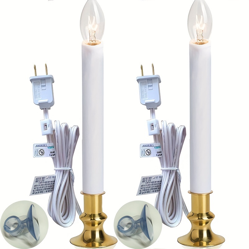 

Brass-plated Electric Window Candle: Holiday Decor, Dusk-to-dawn Automatic Light, 5 Foot Cord, 7w Bulb, Suitable For Any Room