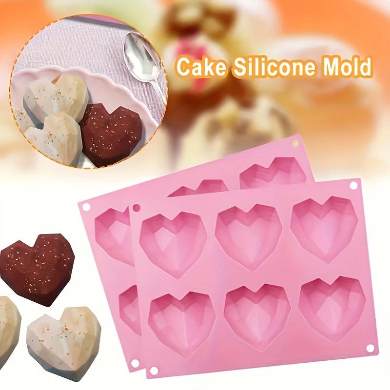 

Valentine's Day 6-cavity Silicone Baking Mold - & Diamond Shapes For Diy Chocolates, Soaps, Ice Cream, Puddings, & Cake Decorations, Chocolate Molds