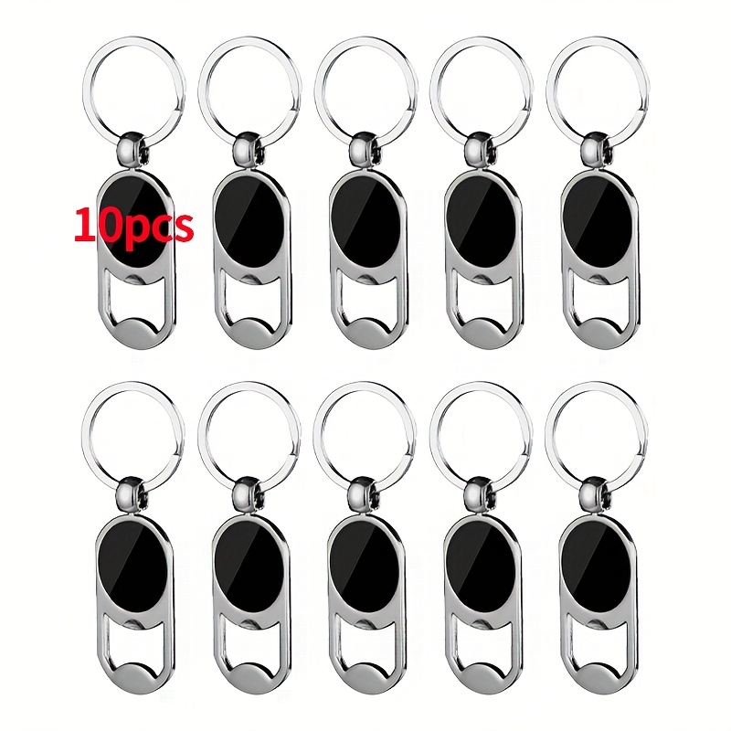 Image of 10pcs Multifunctional Bottle Opener Keychain, Portable And Convenient For Opening Bottles, Suitable For Laser-engraved Logos, Ideal For Men's Business Keychains And Creative Gifts