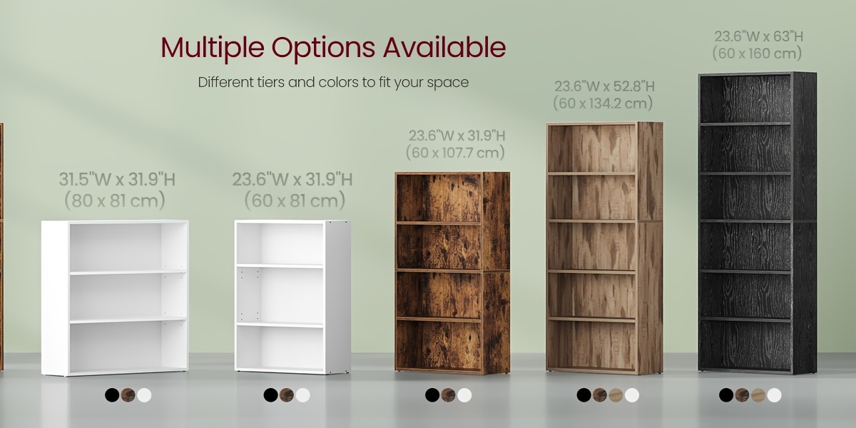 6-Tier Open Bookshelf Display - Space-Saving Bookcase for Home Office & Living Room, Book Organizer with Storage, Dining Room Shelf