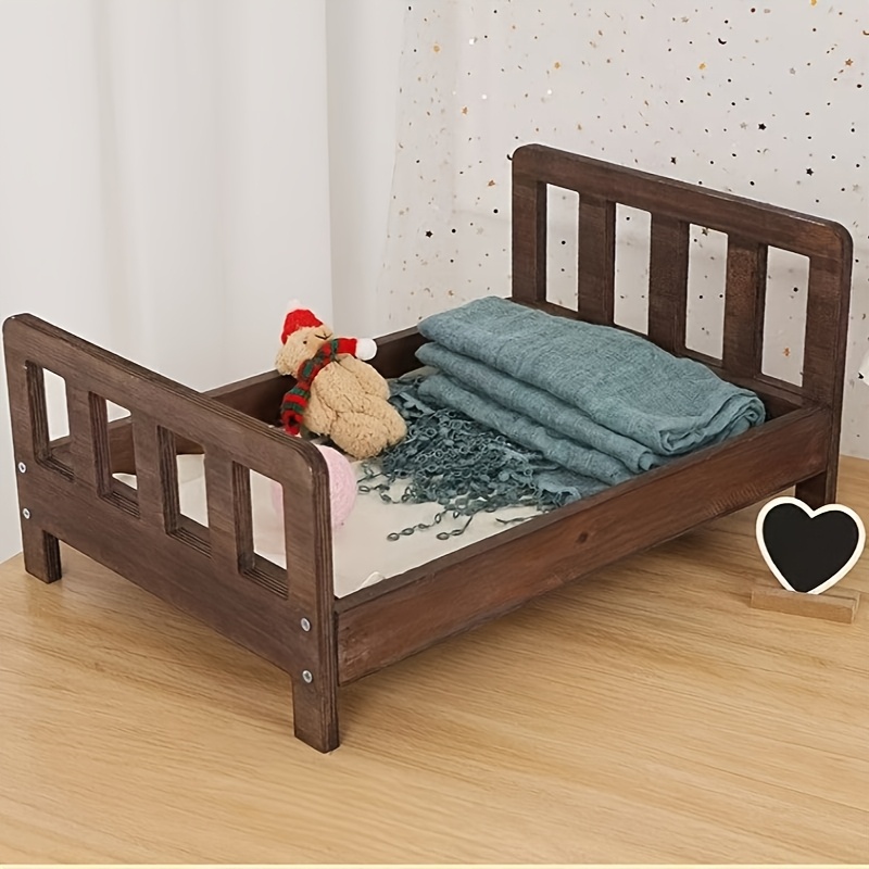 Image of European And American Photography Props Creative Photo Shoot Vintage Distressed Wooden Small Bed