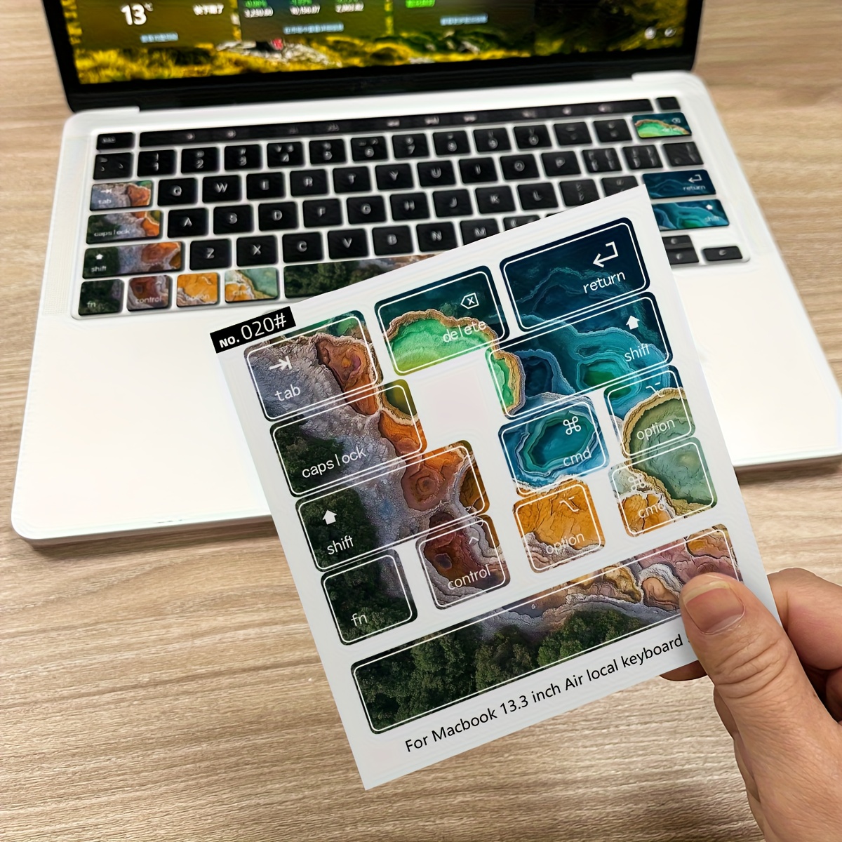 Single Use Cartoon Style Self-adhesive Keyboard Skin Decals For , Pvc Material, Matte End, With Cartoon Pattern Laptop Decals(patterns With Themes Of Lakes And )