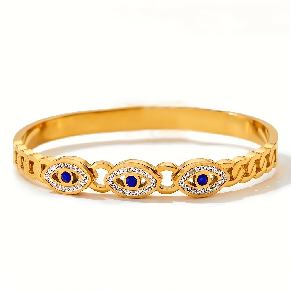 Stainless Steel Evil Eye Pattern Bangle Cuff