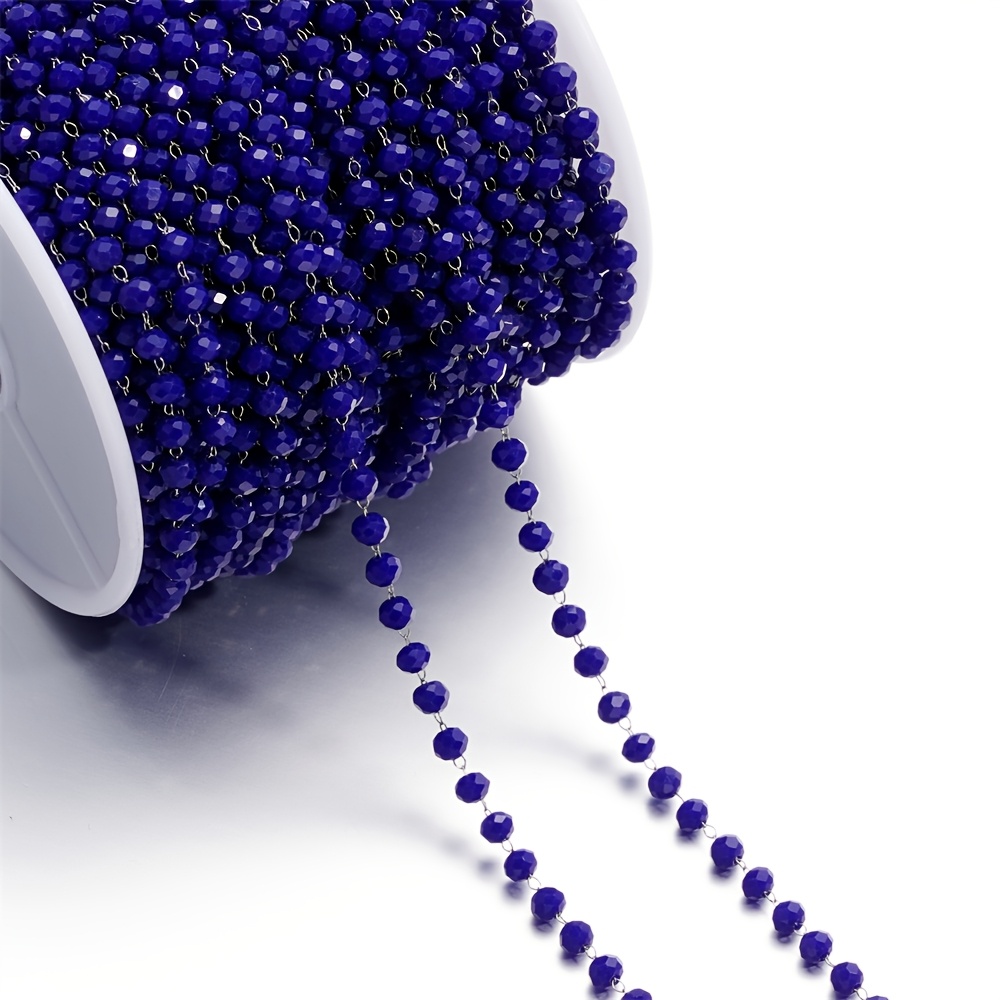 TEMU Catena in Acciaio Inossidabile con Perline in Pietra da 1m/39,37in e 3mm per Creazione di Gioielli Fai da Te, Componenti per Braccialetti