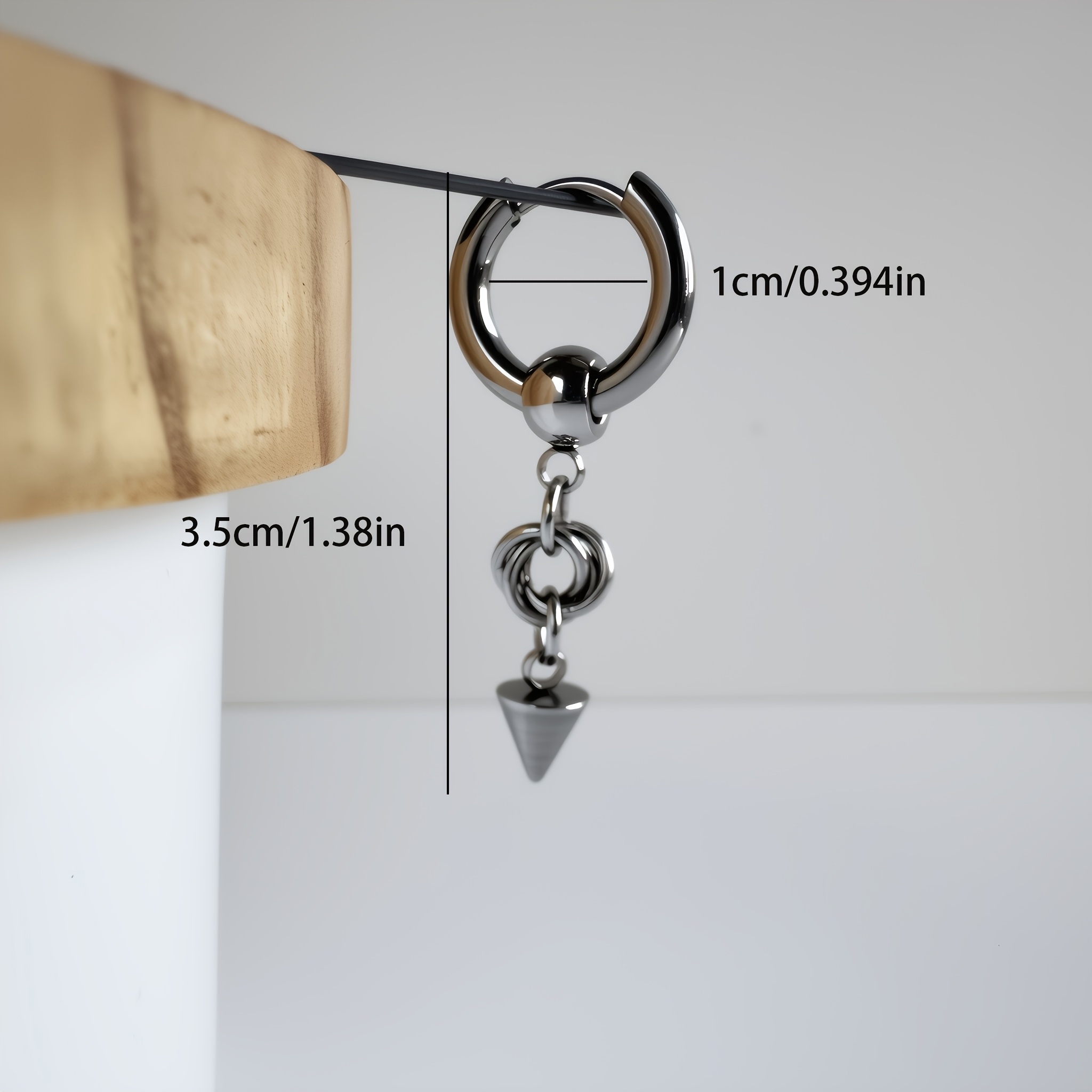 Women's Conical Pendant Chainmail Stainless Steel Hoop Earrings