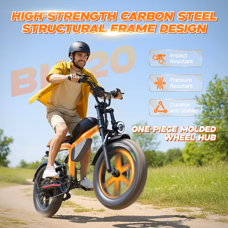 retro motorcycle style electric bike for 20 x4 0 tire 48v 18ah battery for 60 long range ideal for city commuting trail riding and leisure Product details 9