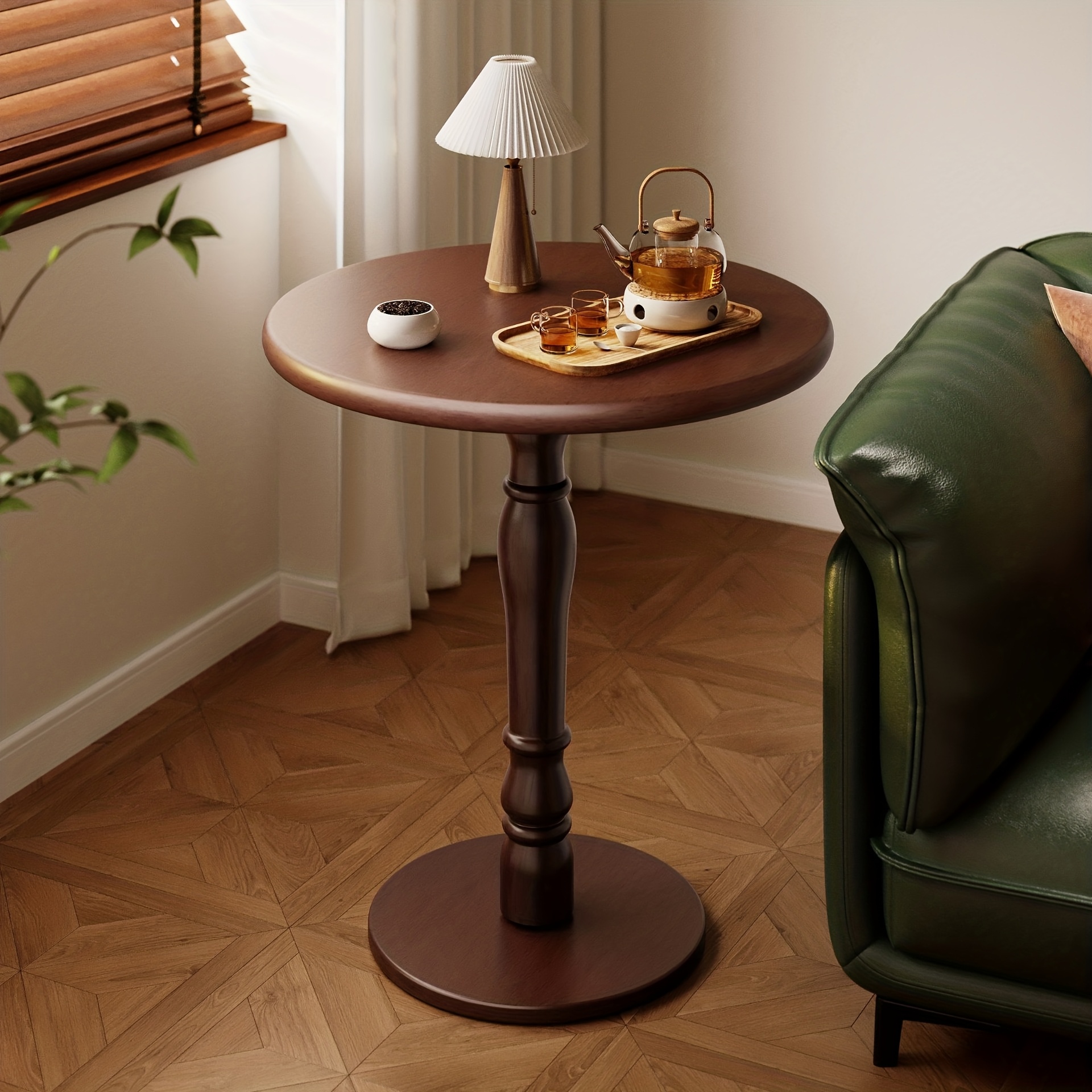 vintage runder beistelltisch hoher beistelltisch massivholz