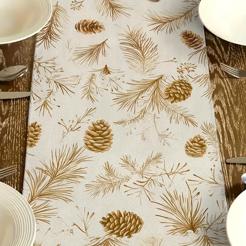 

Christmas Table Pinecones & - Decor, Polyester Rectangular Dining Table