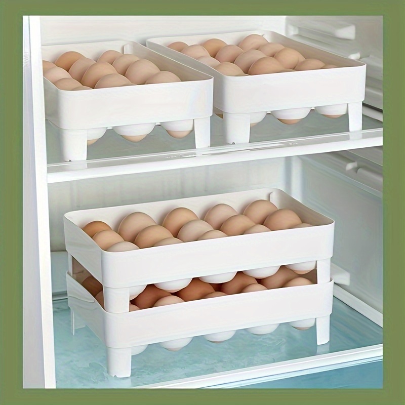 

1pc Egg Basket, Stackable Multi-layer Egg Storage Box, Household Large Capacity Egg Carton, For Refrigerator, Cabinet, Shelf And Counter, Kitchen Organizers And Storage, Kitchen Accessories