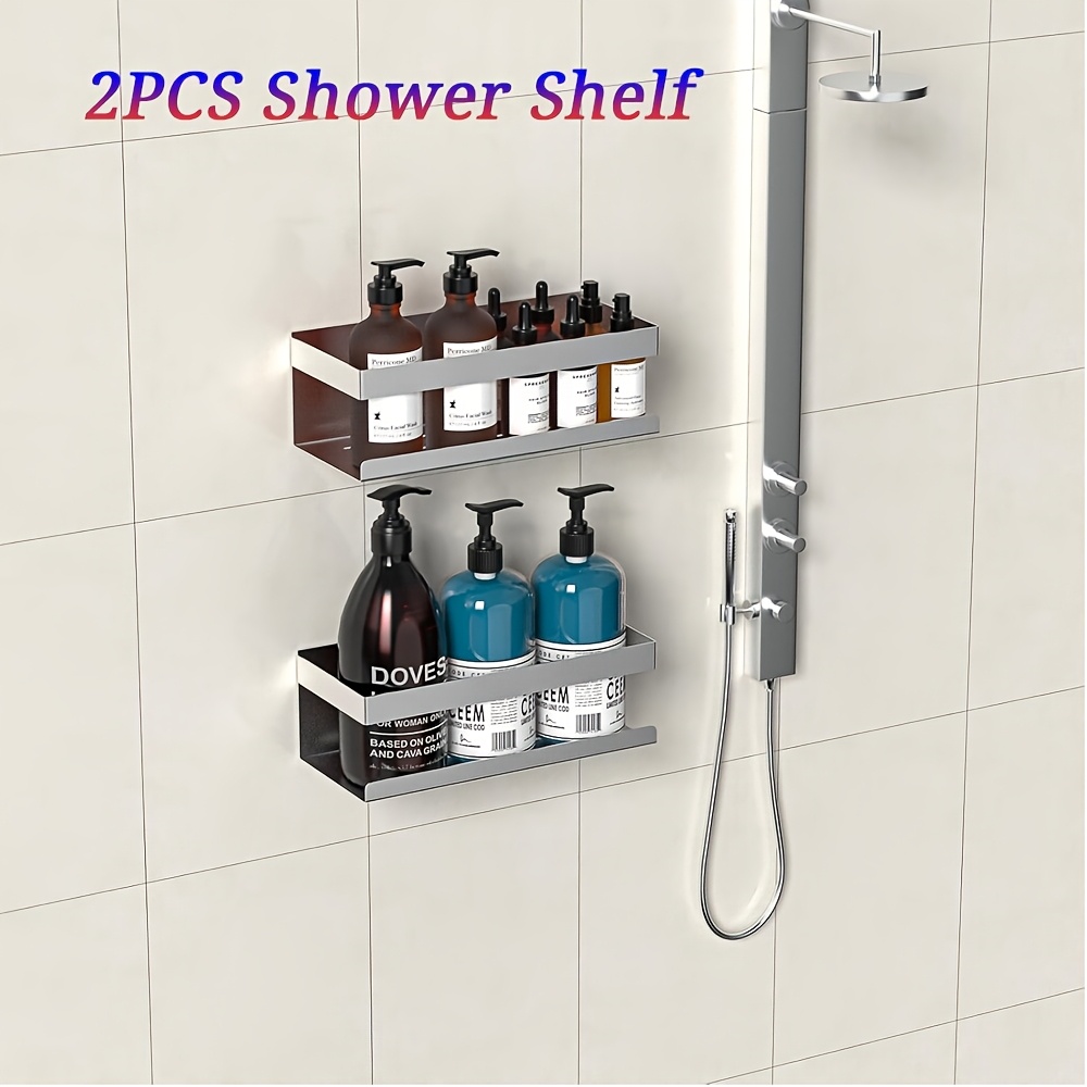 

2 Stainless Steel Hole-free Storage Racks, Used In Bathroom And Kitchen, Silvery