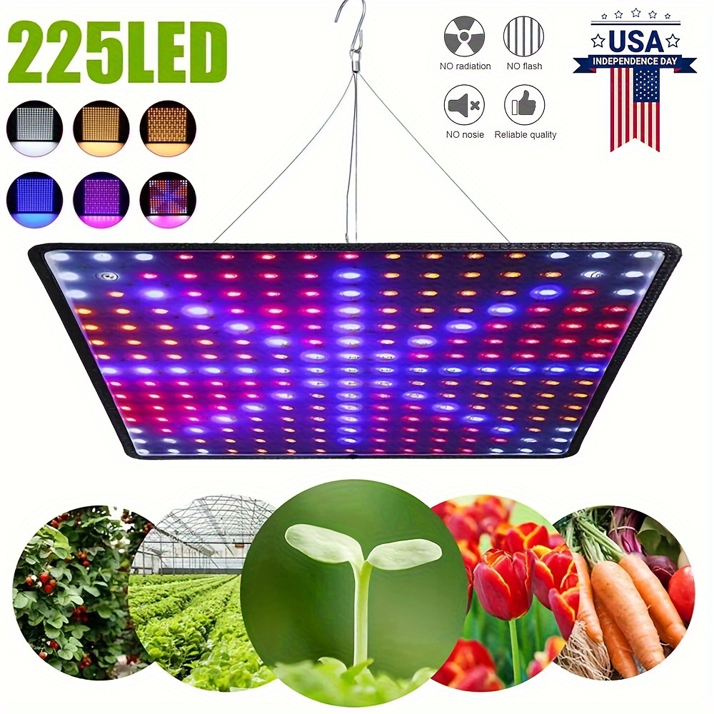 

Led Grow Light For Indoor Plants Growing Lamp 225 Leds Uv Ir Red Blue Full Spectrum 75w Led Plant Lights Bulb Panel For Hydroponics Greenhouse Seedling Veg And Flower