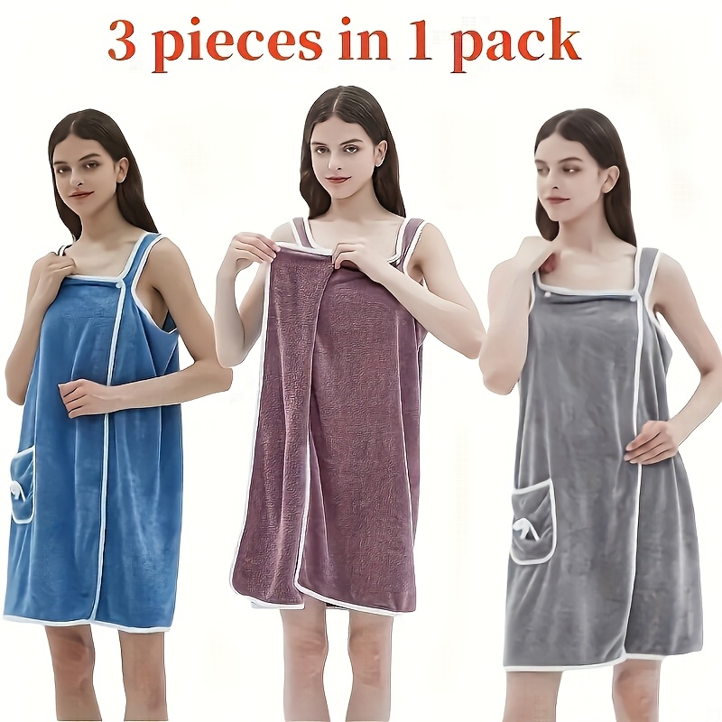 TEMU 3pcs Soft & Absorbent Bowknot Coral Velvet Bath Towel Skirt - Quick Drying & Loss '2"-5'74/132lbs-176lbs, Wash Cloths