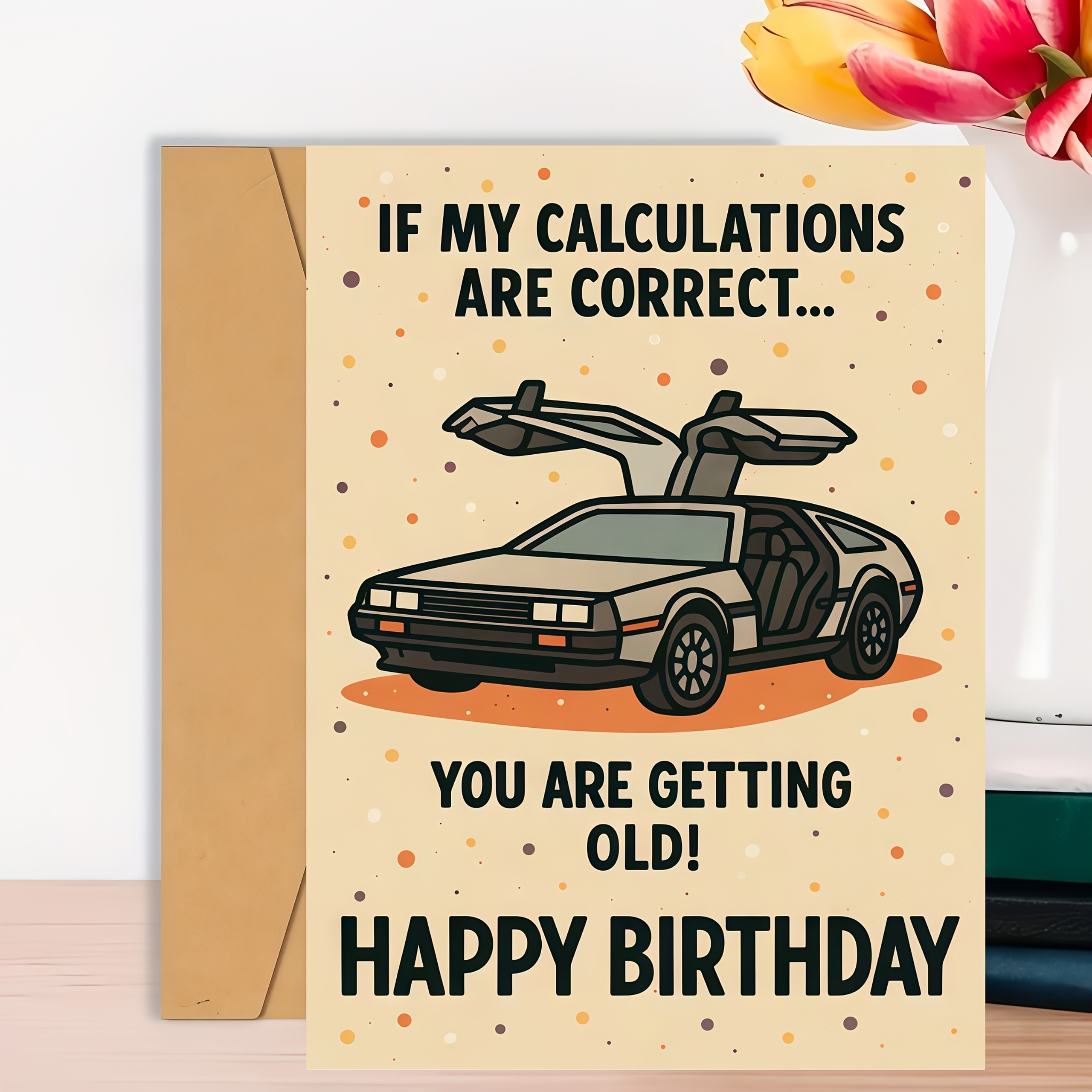 Image of 1pc Vintage Car Theme Birthday Card - Suitable For , Perfect For Milestone Birthdays And Special Celebrations Envelope Greeting Card, Funny Birthday Card Gift