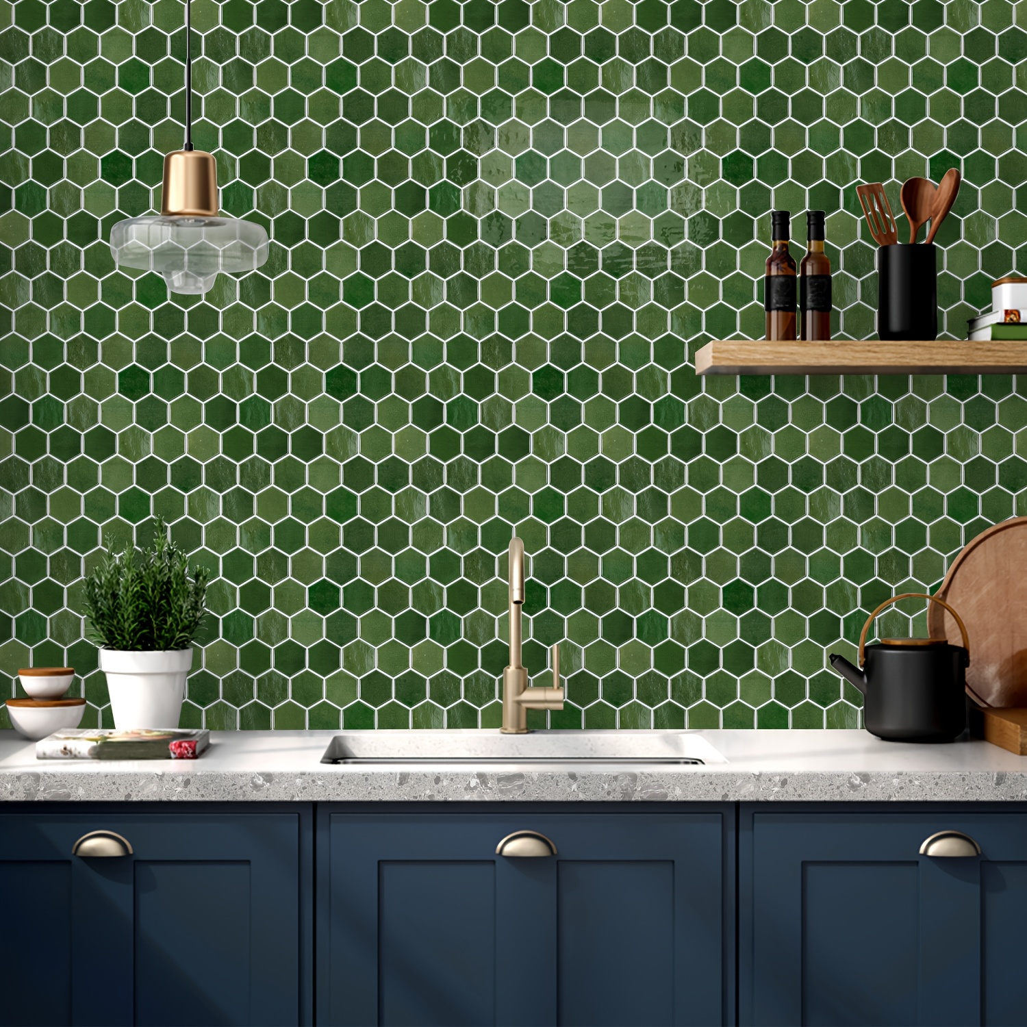 Piastrelle Adesive Da Parete In PVC, 10 Fogli 30x30 Cm, Effetto Mattonella Per Cucina E Bagno, Facili Da Pulire - 5