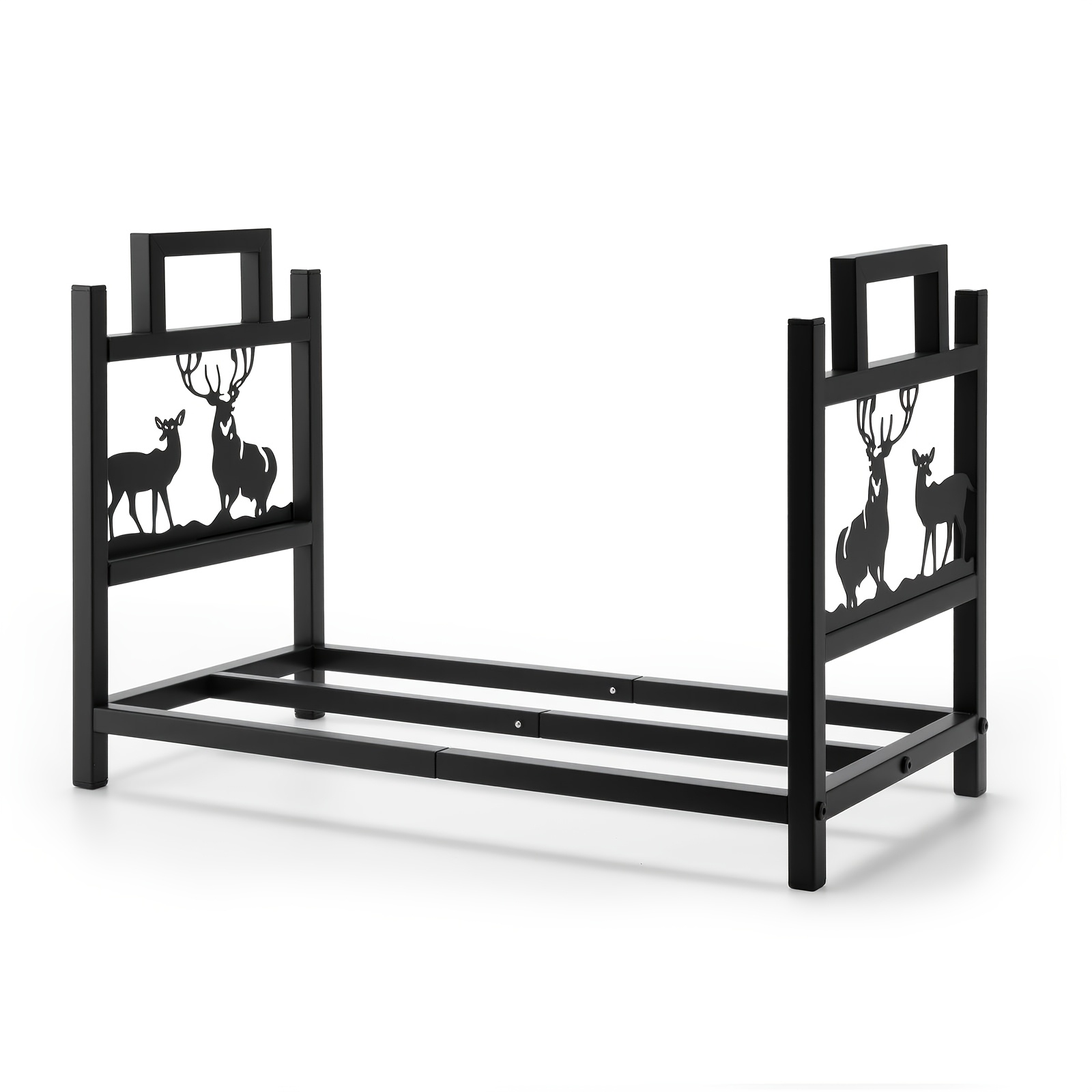 TEMU Porte-bûches, support à bois avec cadre épaissi en acier au plein, charge stable de 50 kg, élégant et motif , rangement à bois pour le de la