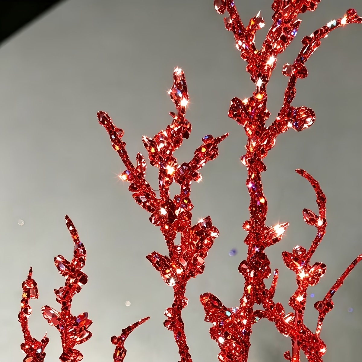 TEMU 10 Stück künstliche Weihnachts-Glitzer-Kristall Goldene Fake Zweige und Blumen, geeignet für Hochzeits-Blumenarrangements, Kränze, Vasenfüller
