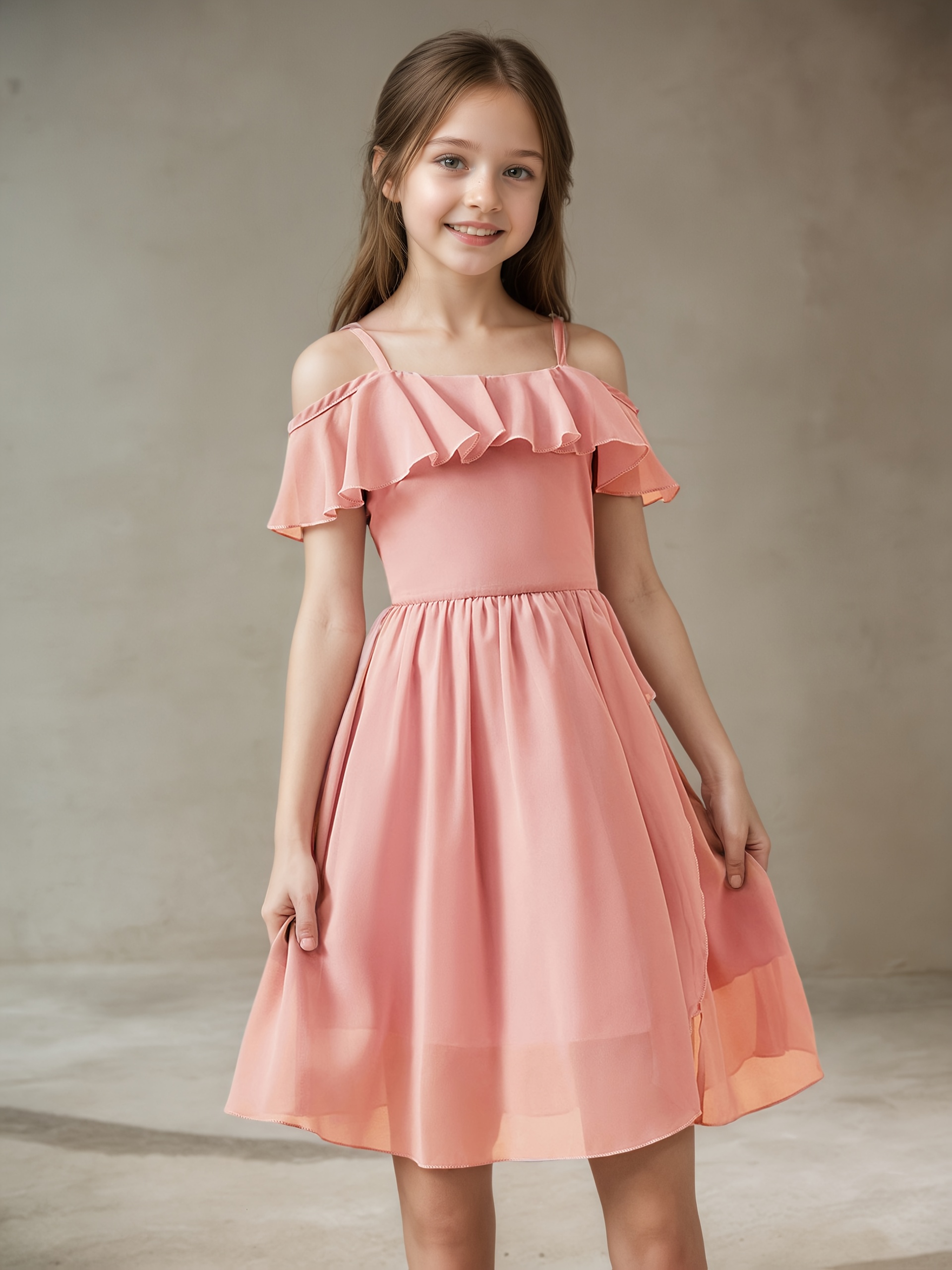 a girls chiffon dress a short front a long back a romantic - Temu Mauritius