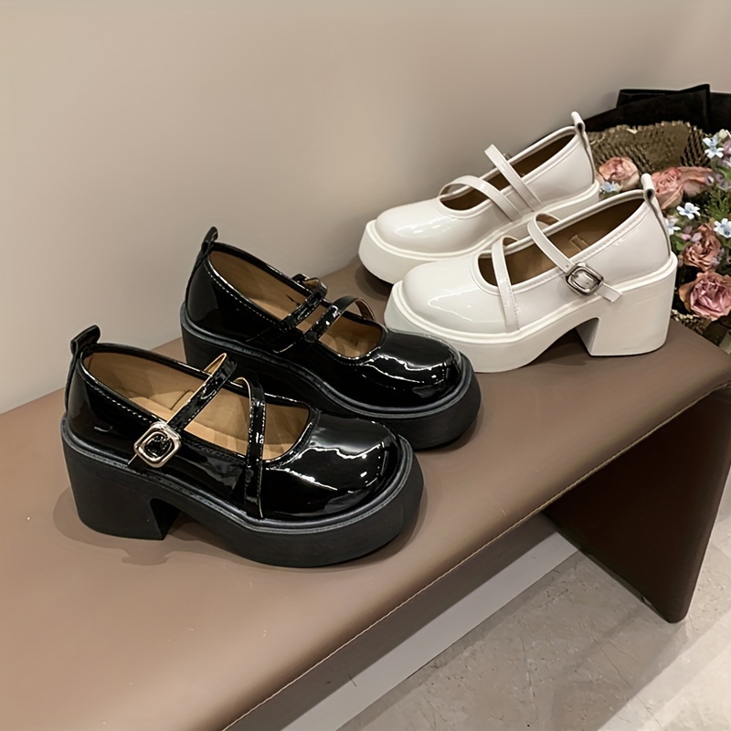 

Chaussures Mary Jane vintage de couleur unie pour filles, chaussures à talons hauts résistantes à l'usure et antidérapantes pour le printemps et l'été