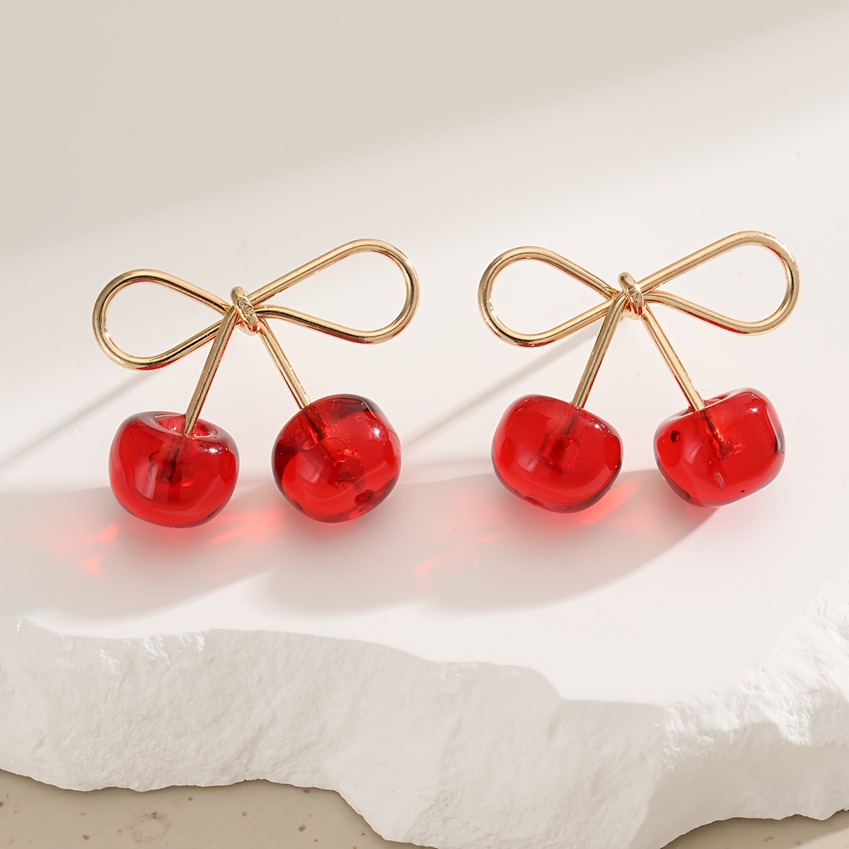TEMU Boucles d'oreilles Bohèmes Transparentes pour Femme avec Nœud et Plaquées - Accessoires d'Oreilles Pendants Rouge et Nœud Adaptés aux Fêtes, ,