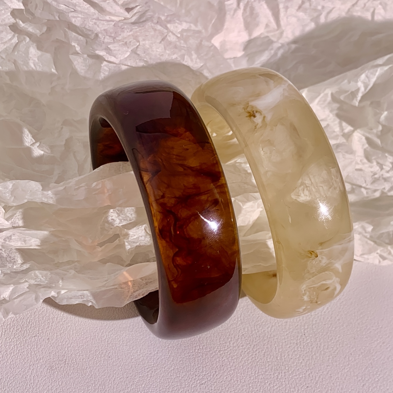Wide Resin Bangle Bracelet Vintage Inspired Accessory