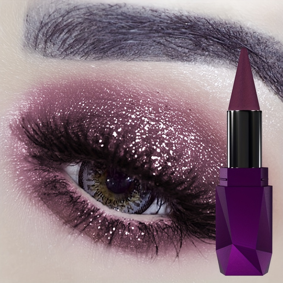 Stunning Purple Glitter Eyeshadow Stick - Long-Lasting, Waterproof &amp; Swivelable for Easy Application - Matte Finish Eye Makeup Pen