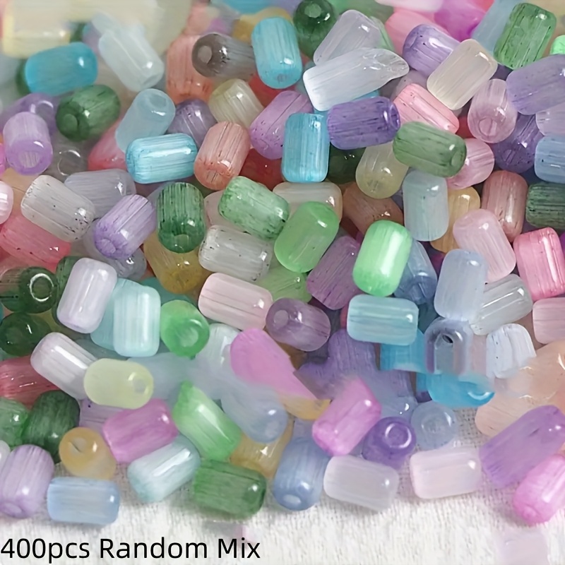 E-shop 400 Stück/200 Stück Hochwertige Tausendfarben-Serie Katzenaugen-Perlen 4x6mm – Glänzende, Multicolor DIY Bastelbedarf für Armbänder, Halsketten,
