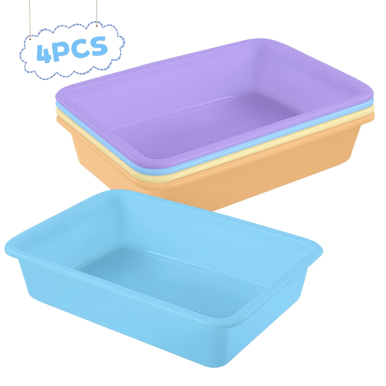 Image of 4 Large Light-colored Plastic Trays, 12*8.9*2.6 Inches, High-capacity Stackable Art Trays For Beading, Jewelry Making Supplies Storage, Home Kitchen Organization, And Office Desktop Tidying