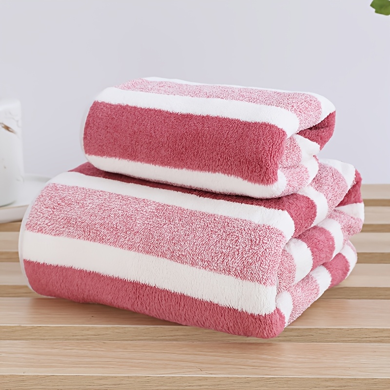 

[1pc/set Fleece Bath Towel] 1pc/set Fleece Bath Towels, 100% Polyester, 300 Gsm, Absorbent And Comfortable Large Couple Towel Set