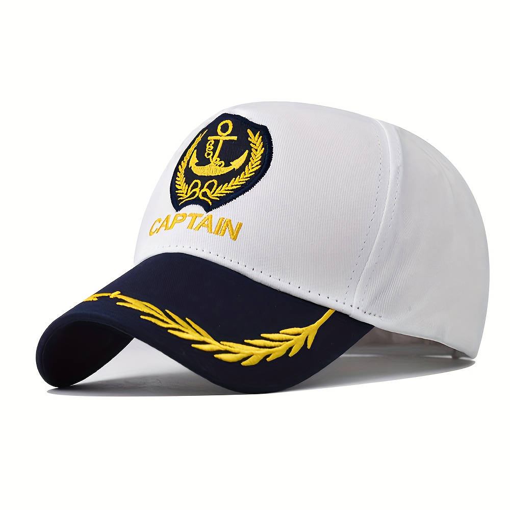 TEMU gorro de estilo marina con etiqueta, gorra de uniforme unisex de , gorro de de para rostro más pequeño, gorra de béisbol de ala larga para