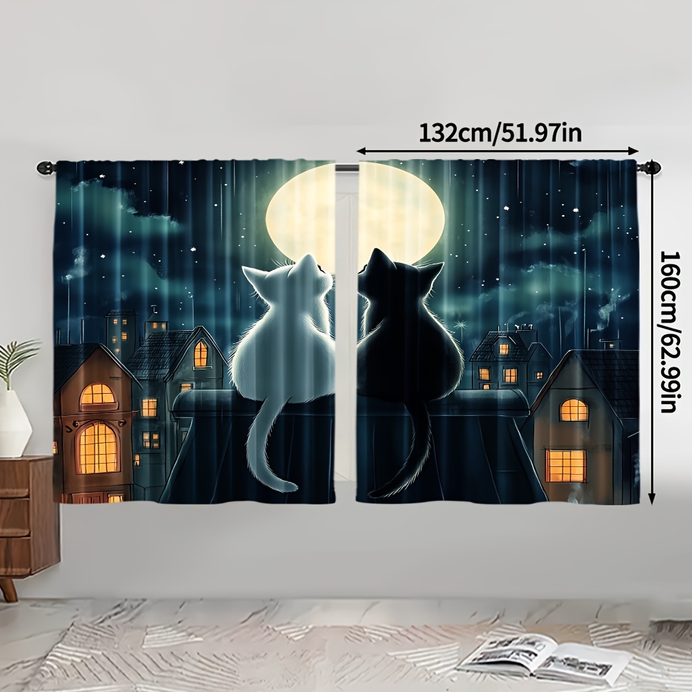 TEMU Set Of 2, Modern Drapes With Adorable , Multi-functional 100% Polyester (does Not Rod, No Motion, No Batteries) Perfect For Home And Office