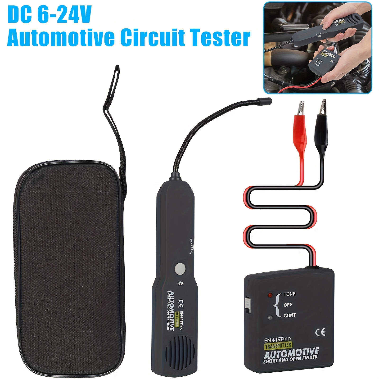 TEMU Em415pro Automotive Tester, Car Wire Tool, Automotive Short Open Finder, 6-24v Repair Tester Tool, Without Battery