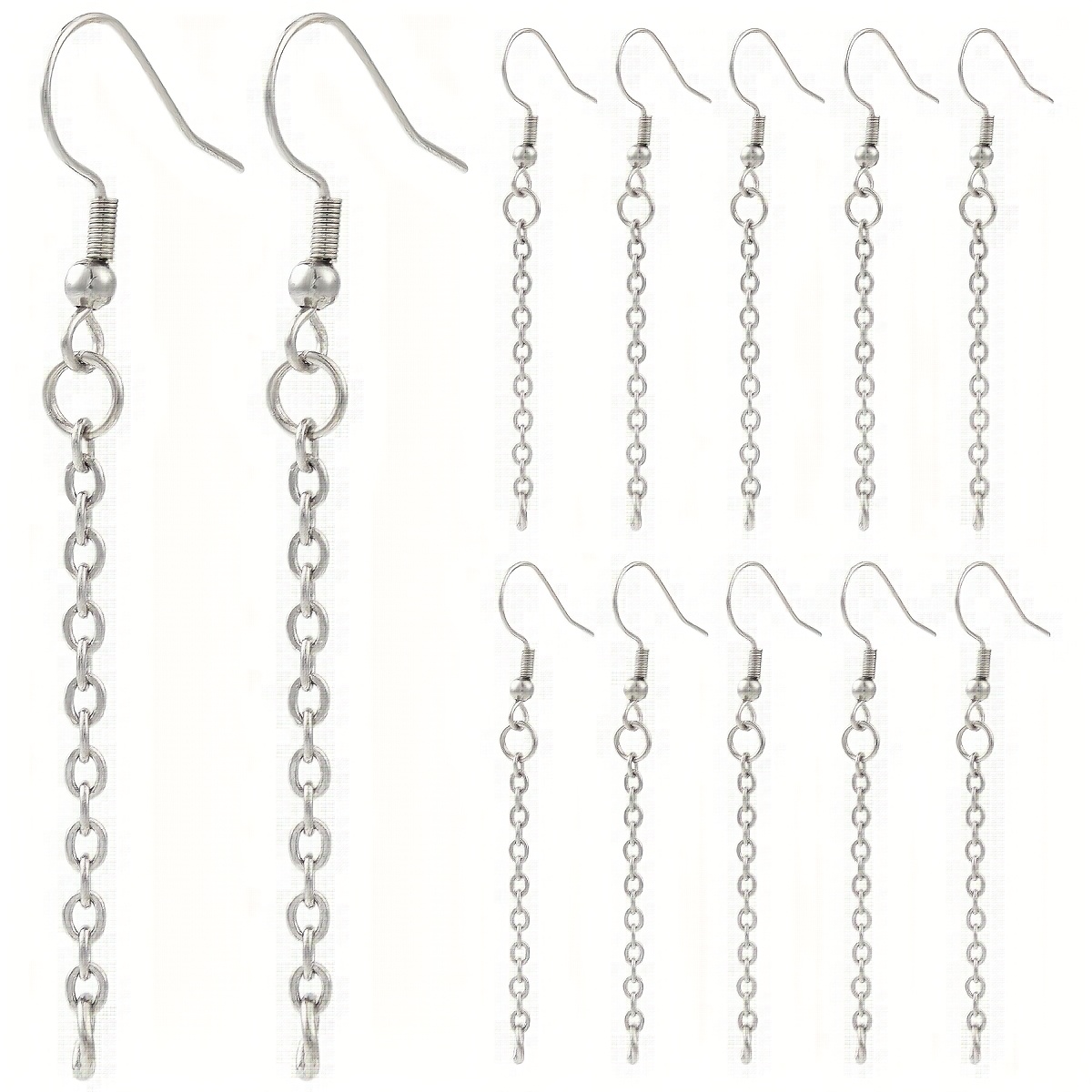 TEMU 10 piezas 57Mm Gancho Largo de Acero Inoxidable 304, Aretes, Alambre para Oreja, Gancho Universal para Oreja, Placa de Colgante , Adornos de