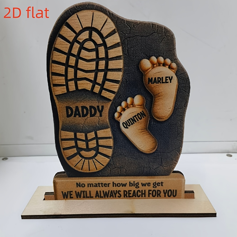 TEMU 2d Flat - Custom Shaped Wooden Family Sign With - Ideal Gift For Father's Day Or Housewarming For Dad And Grandpa | Personalized Home Decoration