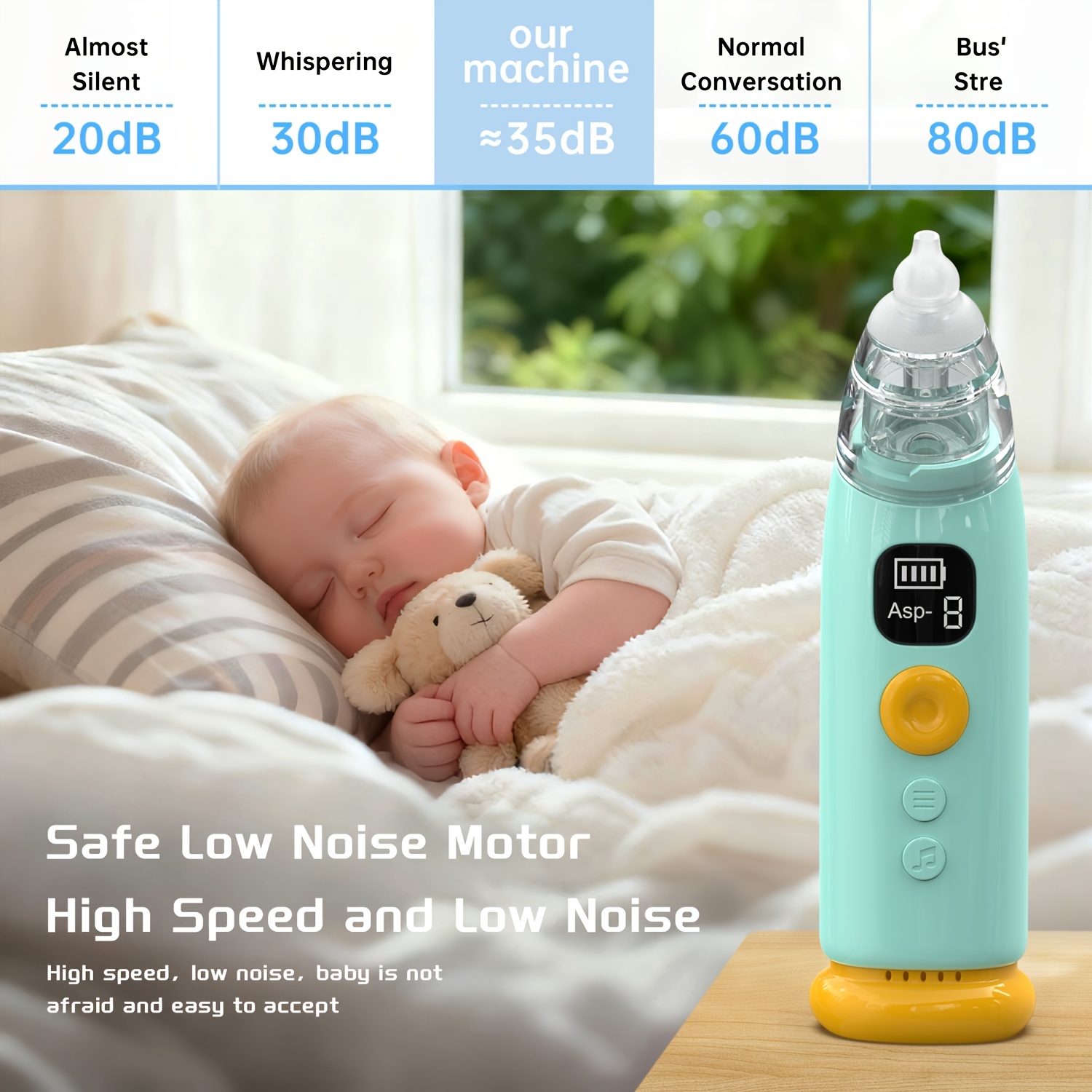 Baby Nasal Cleaning Tool with Music Play, Infant Daily Nose Care Accessory, Soft, Washable, Home Use, Includes 3 Suction Tips & Round-Tip Tweezers