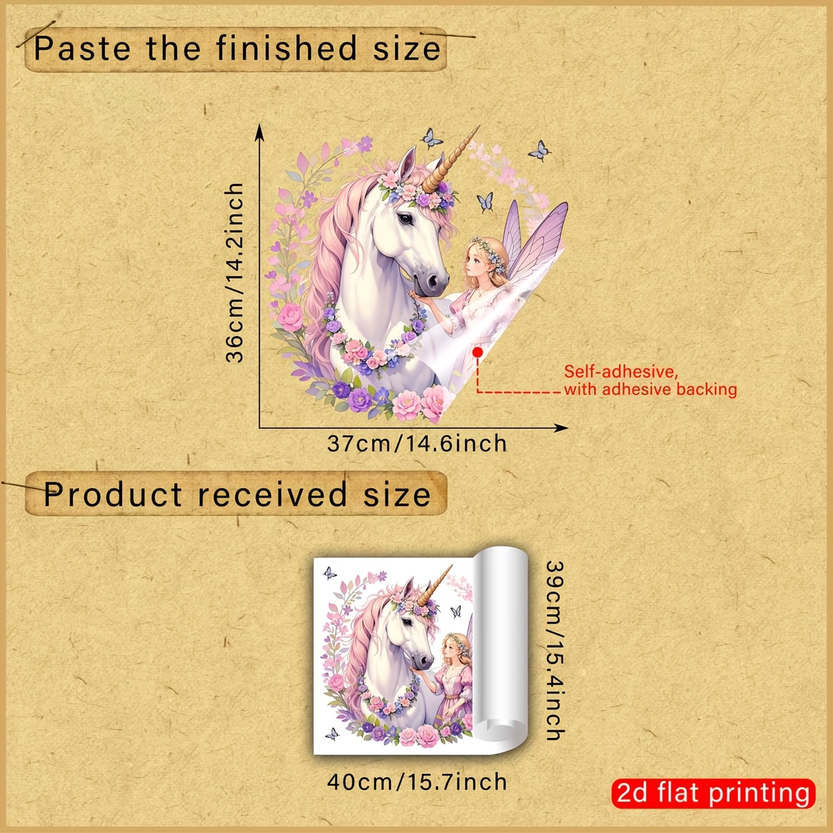 E-shop 2D-Flach, . 2D-Flachdruck Einhorn- Lila Blume Schmetterling Fensteraufkleber, kreativer DIY selbstklebender abnehmbarer doppelseitig sichtbarer