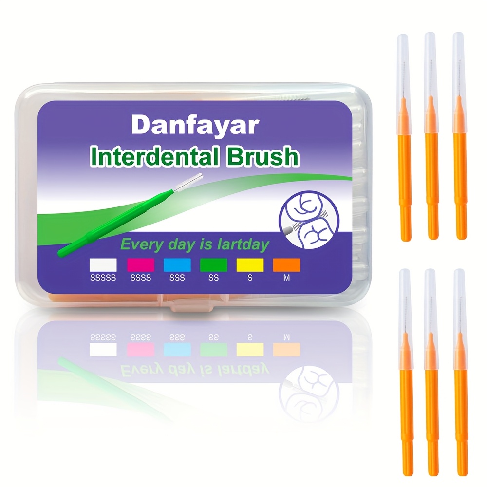 Image of Danfayar 42-pack Interdental Brushes With Case, Adult Dental Cleaning Brushes For Braces, Soft Bristle Elastic Wire Straight I-shaped Interdental Brushes