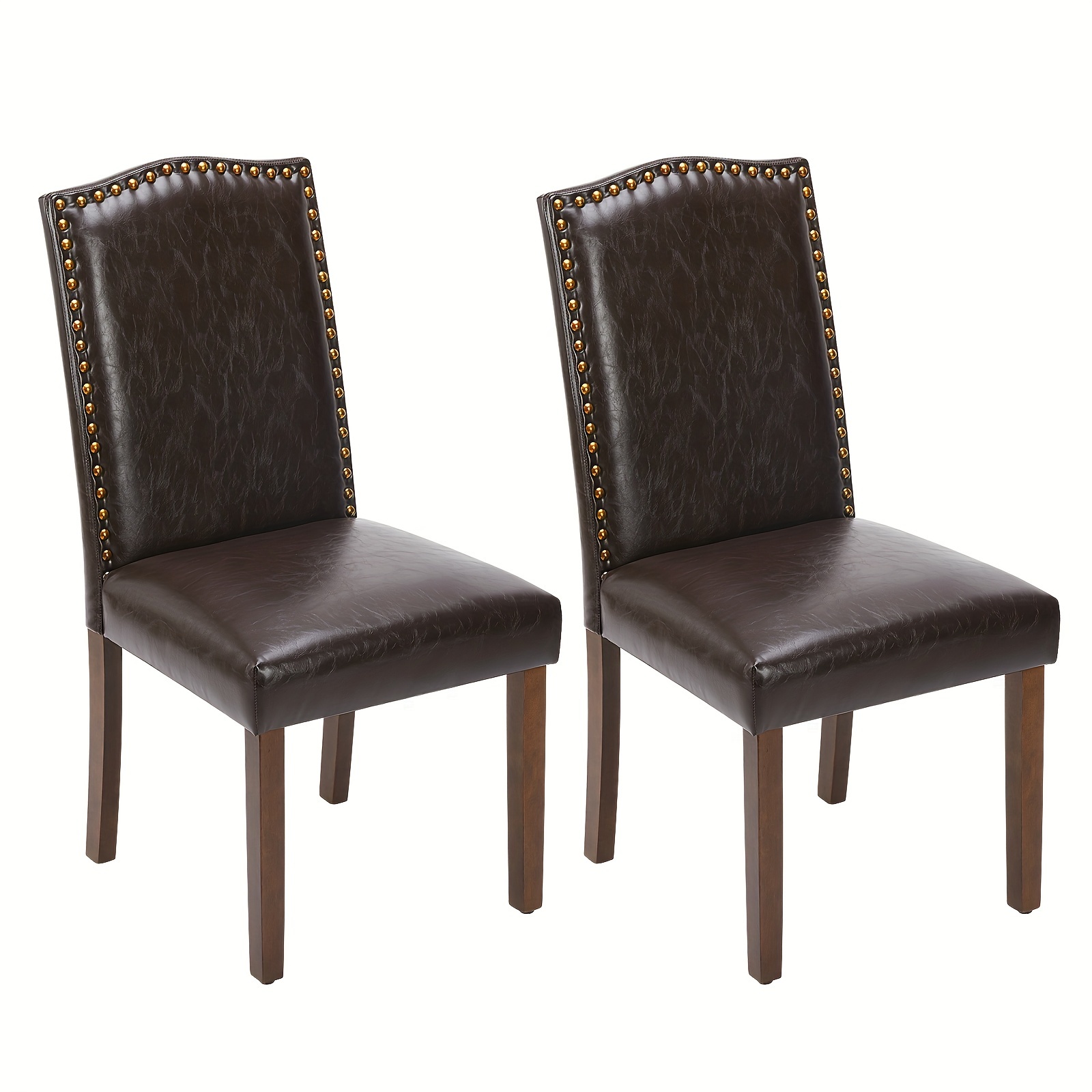 

Dining Chairs Set Of 2, Modern Upholstered Leather Dining Room Chair With Nailhead Trim And Wood Legs, Mid-century Accent Dinner Chair For Living Room, Kitchen