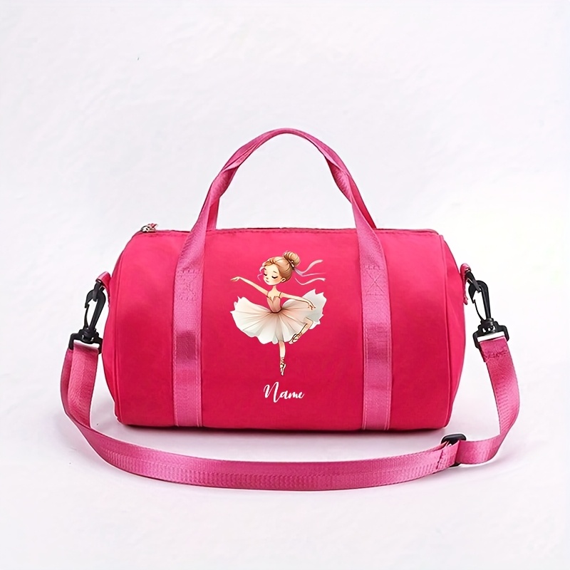 TEMU Personalized Custom Name And Message Custom Bag Cartoon Ballet Pattern Oxford Cloth Material Large Capacity Tote Bag Replaceable Shoulder Strap