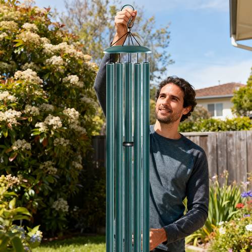 72 inch peacock green chime memorial wind chime outdoor dark tone sympathetic tuning tube elegant aluminum chime for balcony and home case