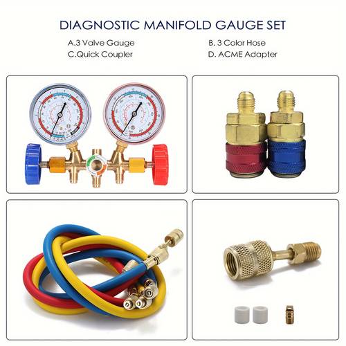 3 way ac manifold gauge set for r410a r134a r12 professional refrigerant diagnostic tool with couplers hvac auto repair mechanic essential