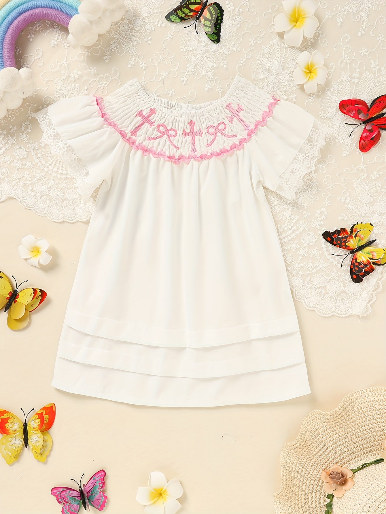 infant toddler baby girl mexican dress sleeveless square neck traditional  floral embroidery cotton dresses mexican sundress 1st birthday outfit beach  summer clothes - kids' fashion - Temu